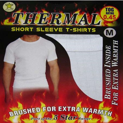 Men's Short Sleeved Thermal Vest - 6 Piece Pack