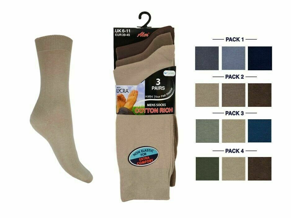 Men's Lycra Cotton Rich Socks Aler - Assorted Colour