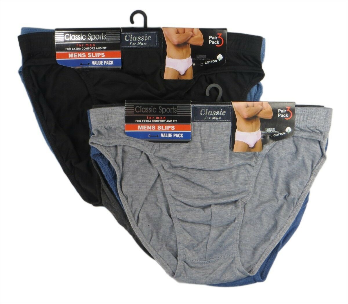 Men's Hipster Classic Brief Plain 3 Pair Pack