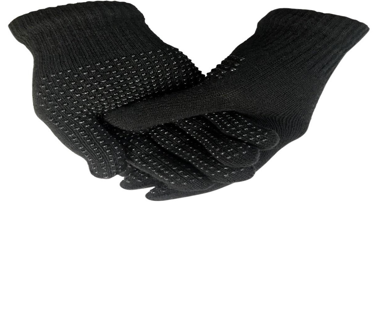 Adult's Handy One Size Gripper Gloves - Black 12 Pair Pack
