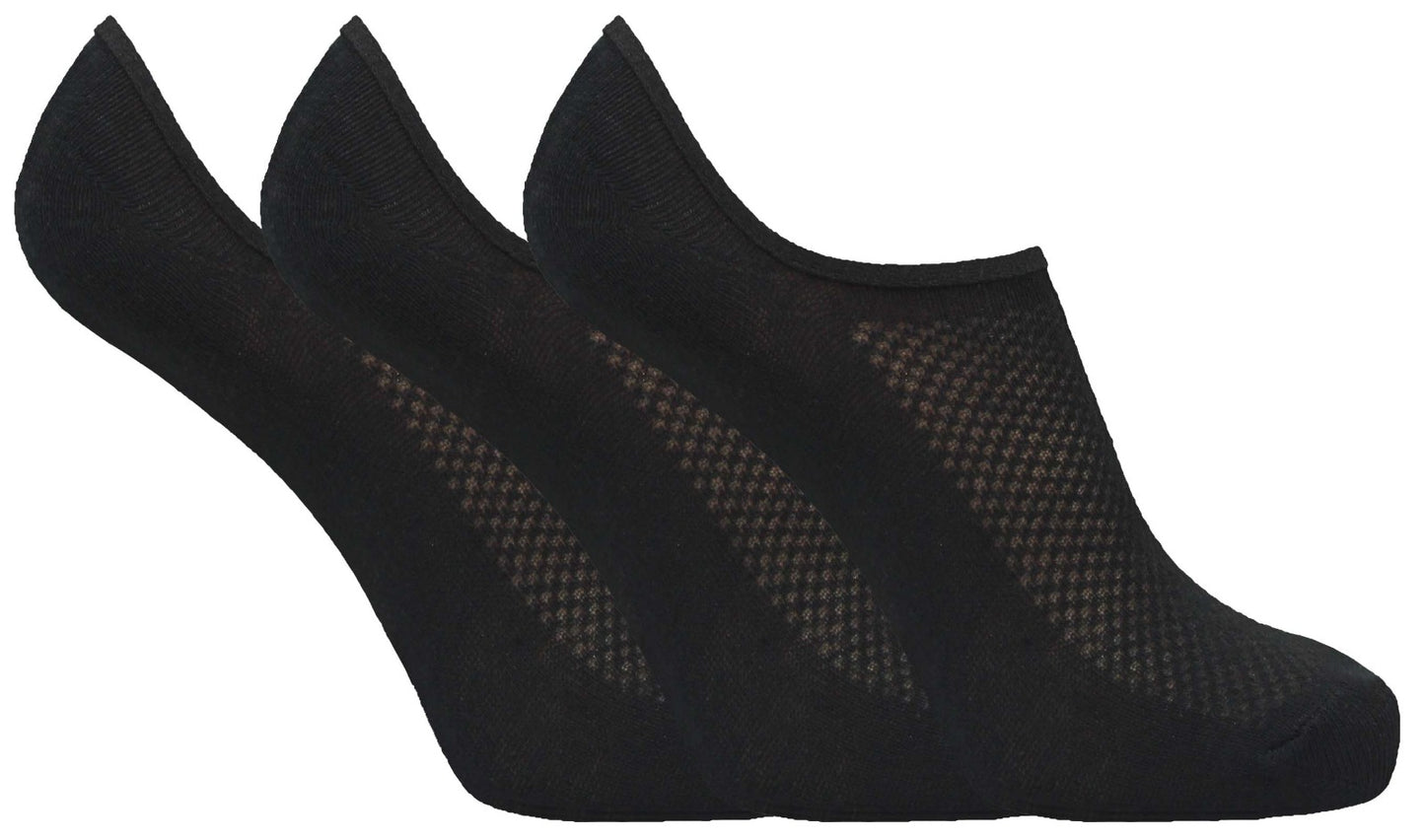 Mens Invisible Socks 3 Pair Pack Black