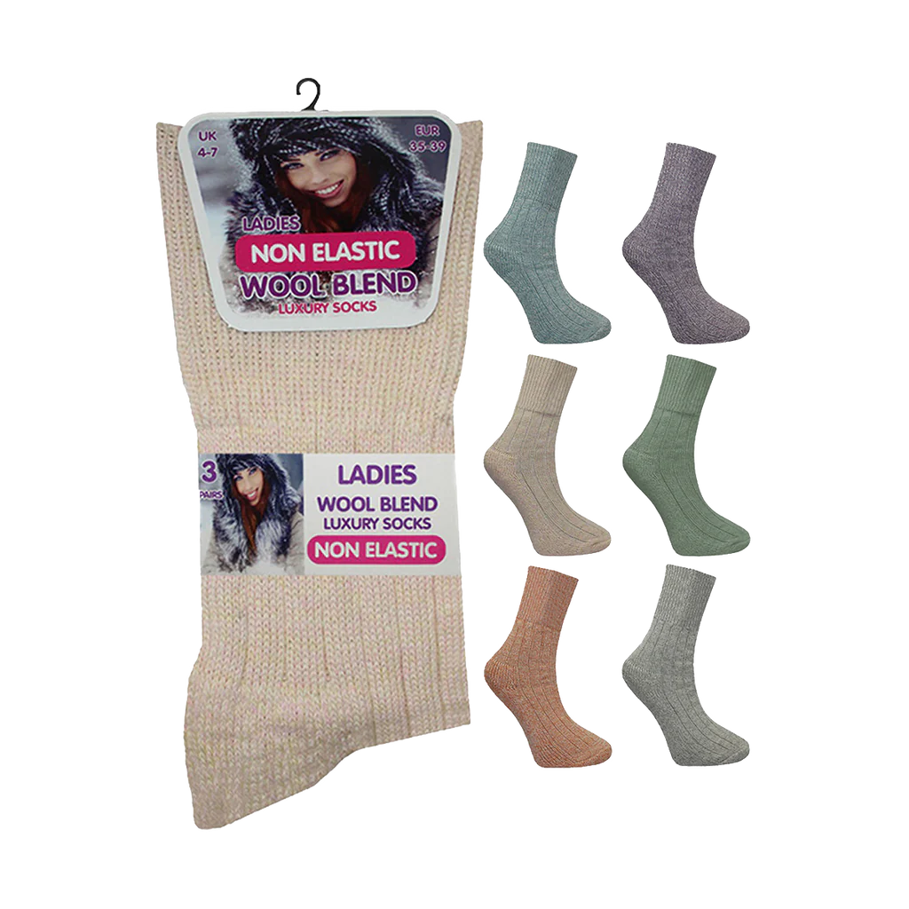 Ladies Non Elastic Wool Blend Boot Socks