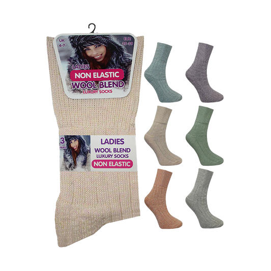 Ladies Non Elastic Wool Blend Boot Socks