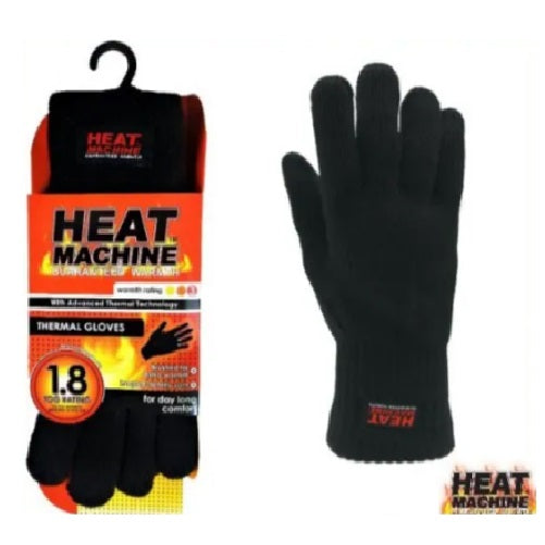 Men’s Heat Machine Black Knitted 1.8 Tog Thermal Gloves