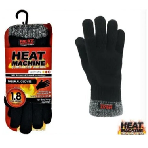 Men’s Heat Machine Grey Cuff Knitted 1.8 Tog Thermal Gloves