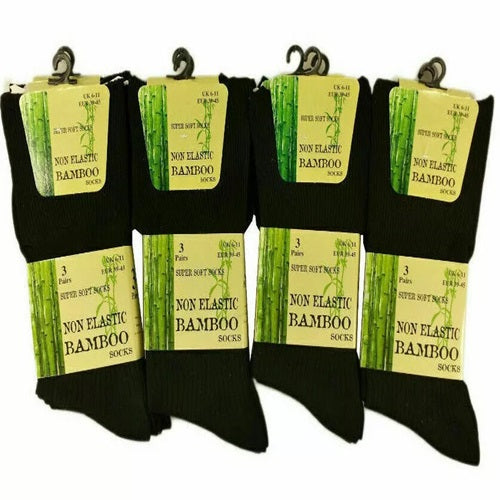 Men's Bamboo Black Non Elastic Socks Super Soft - 6-11