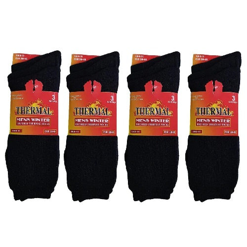 Men's Brushed Thermal Socks Black 6-11