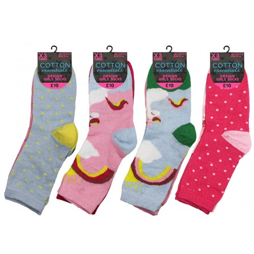 Children's Unicorn Design Ankle Socks - UK: 9-12