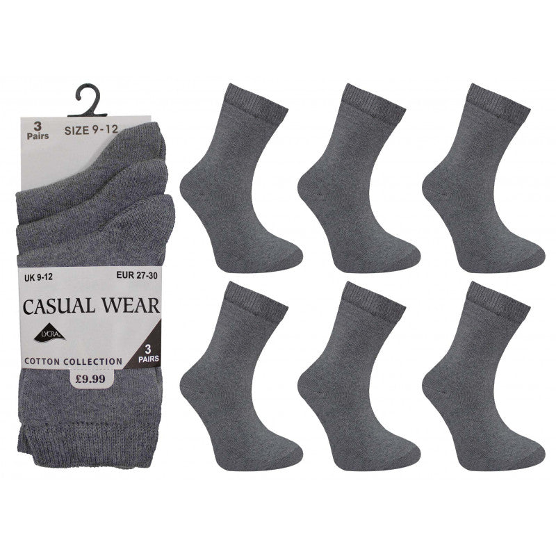 Children's Grey School Ankle Socks - 12-3.5