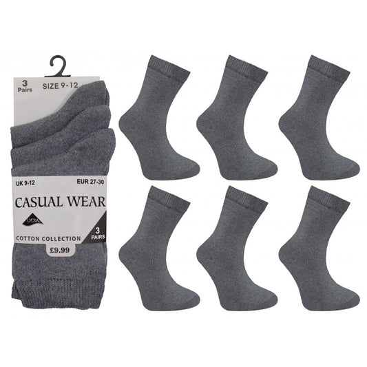 Children's Grey School Ankle Socks - 9-12