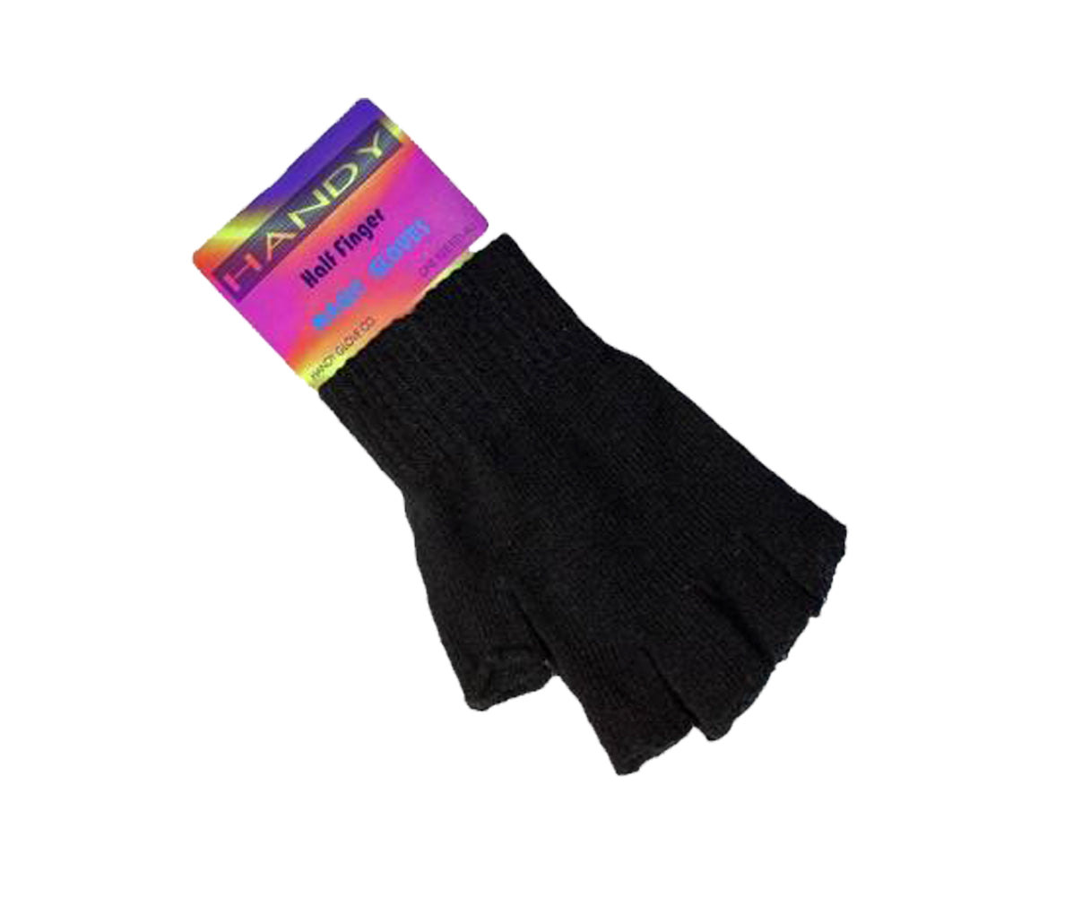 Handy One Size Half Finger Magic Gloves - Black 12 Pair Pack