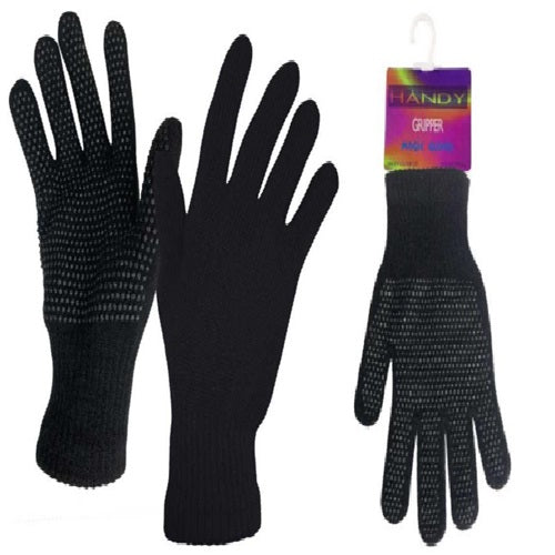 Handy One Size Magic Gripper Gloves - Black 12 Pair Pack