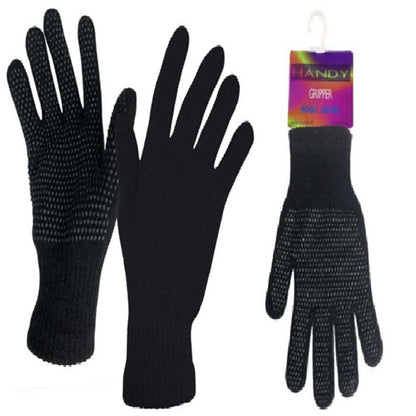 Handy One Size Magic Gripper Gloves - Black 12 Pair Pack