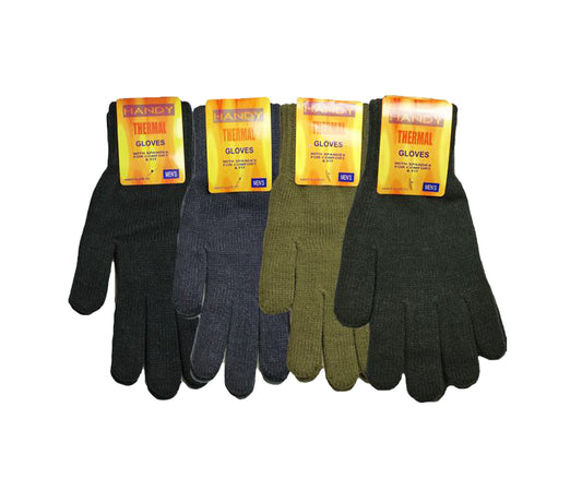 Men's Thermal Handy Gloves - Assorted 12 Pair Pack