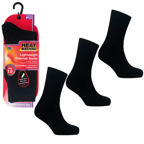 Ladies Heat Machine 1.6 Tog Thermal Sock - Black