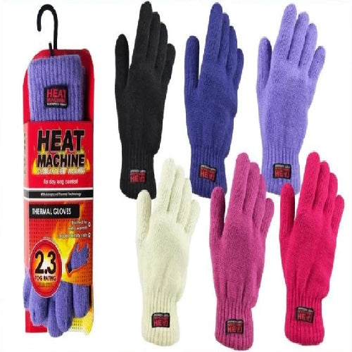 Women’s Heat Machine Knitted 2.3 Tog Thermal Gloves - Assorted