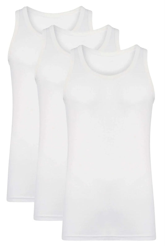 Men's 12pc Singlets Vests White 100% Cotton Interlock by Five Star