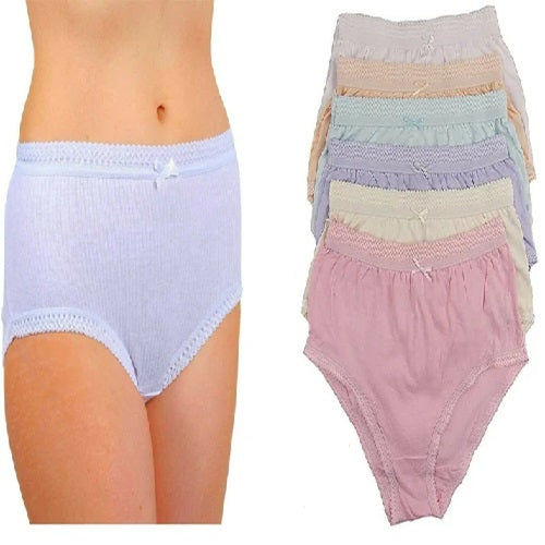 Women's Plain Ribbed Full Brief Pastel