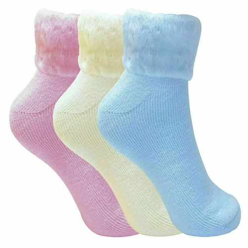 Ladies Assorted Plain Thermal Bed Socks 12 pairs