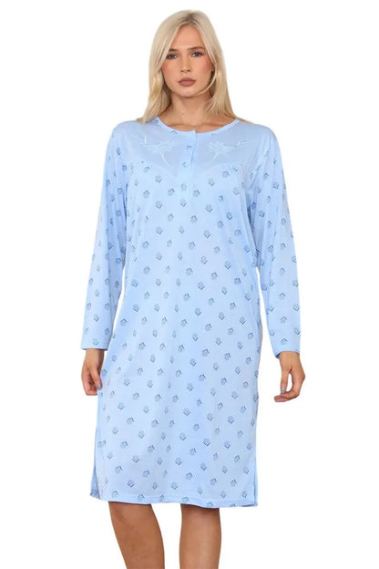 Cotton Rich Jersey Long Sleeved Nightdresses by Romesa/Lucky 10 pieces