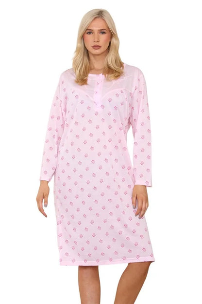 Cotton Rich Jersey Long Sleeved Nightdresses by Romesa/Lucky 10 pieces