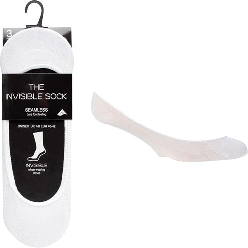 Ladies Invisible Lycra Socks 3 Pair Pack White