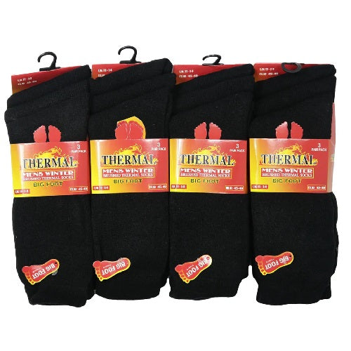 Men's Brushed Thermal Socks Black UK Size 11-14