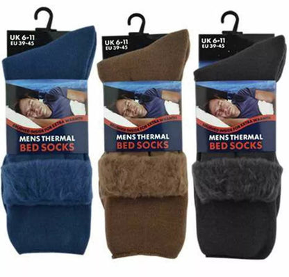 Men's Assorted Thermal Brushed Bed Socks 12 Pairs