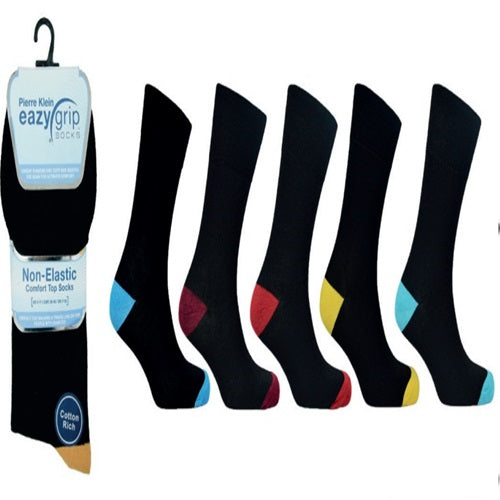 Men's Easy Grip Plain Black Socks