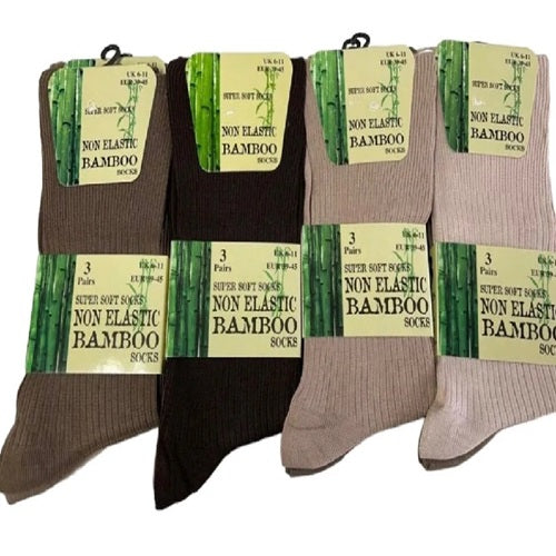 Men's Bamboo Dark Assorted Non Elastic Socks Super Soft - 6-11