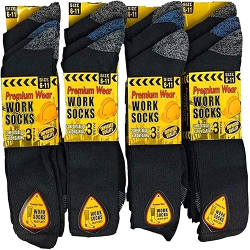 Premium Wear Work Socks - 3 Pair Pack 12 Pairs