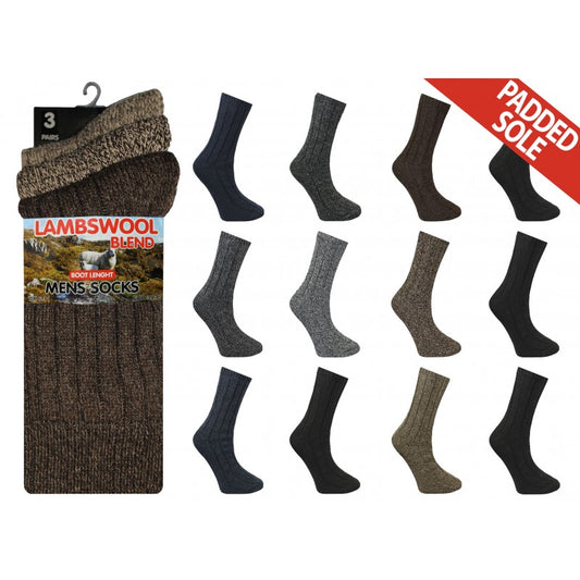 Mens 6-11 Short Wool Blend Padded Sole Socks