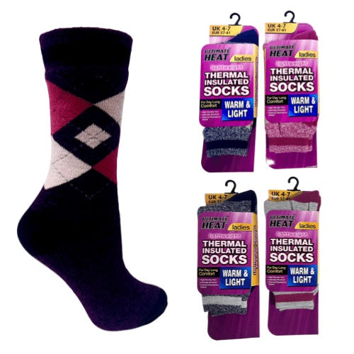 Ladies Ultimate Heat Thermal Sock - Argyle