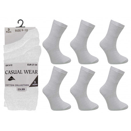 Children's White School Ankle Socks - 4-6