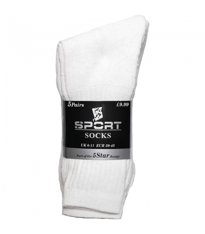 Men's Sport Socks 5 Star White - 5 Pair