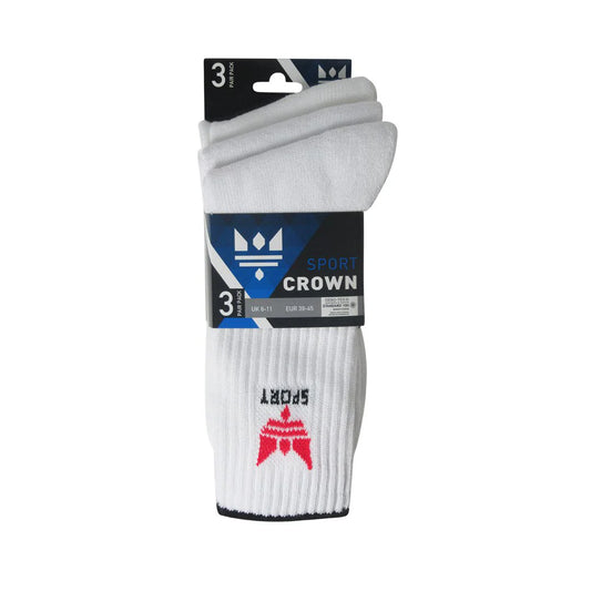 Men's Crown Cotton Sports Socks White