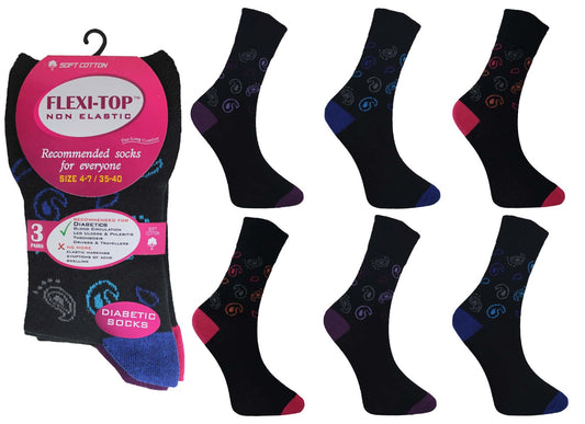 Women's Flexi-Top Non Elastic Pattern Detail Sock