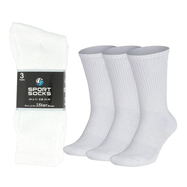 Men's Sport Socks 5 Star White - 3 Pair