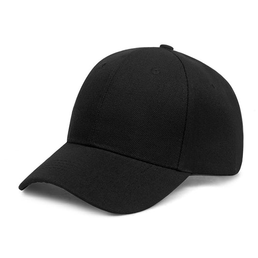 Unisex Solid Color 6-Panel Baseball Cap - Black