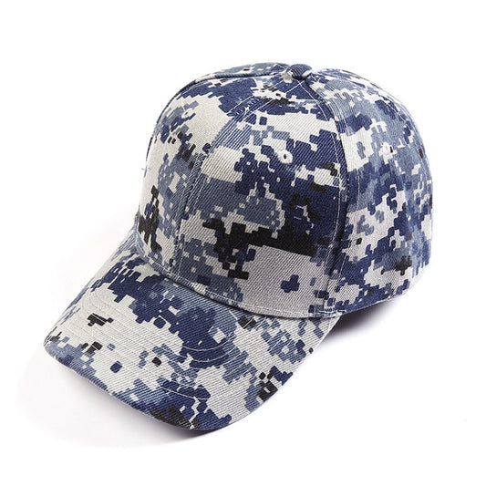 Unisex Solid Color 5-Panel Baseball Cap - Blue Camouflage