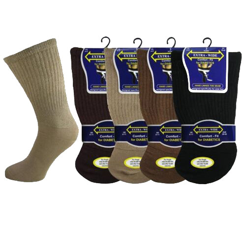 Men's Extra Wide Diabetic Socks Assorted Colours