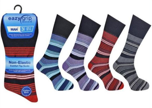 Men's Easy Grip Non Elastic Stripe Socks