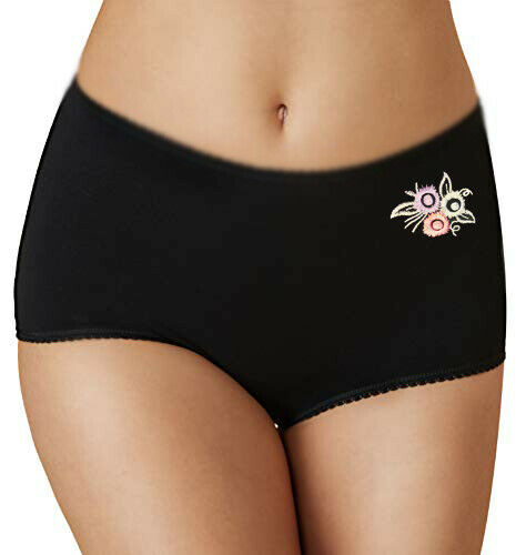 Women's Full Briefs With Embroidery Black