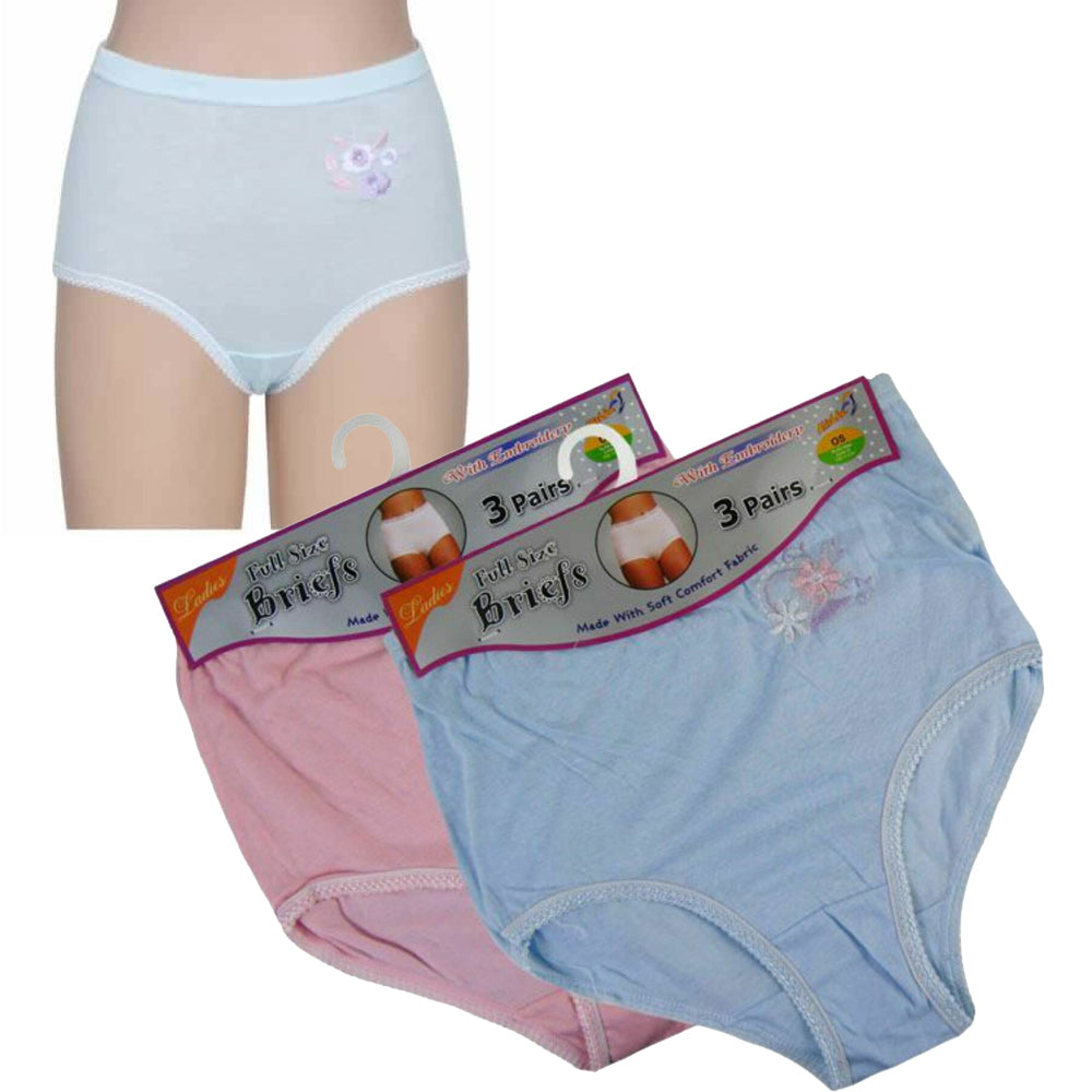 Women's Full Briefs With Embroidery Pastel