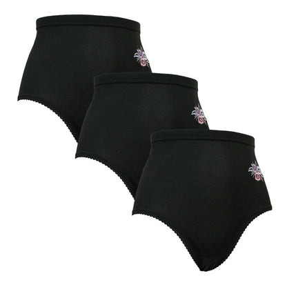 Women's Full Briefs With Embroidery Black