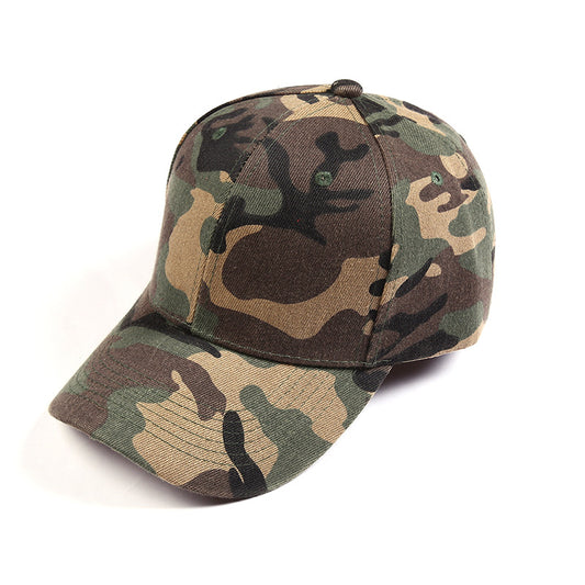 Unisex Solid Color 5-Panel Baseball Cap - Green Camouflage