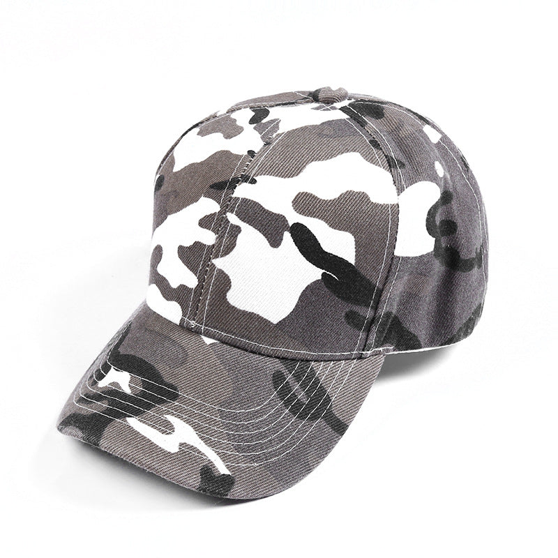 Unisex Solid Color 5-Panel Baseball Cap - Grey Camouflage