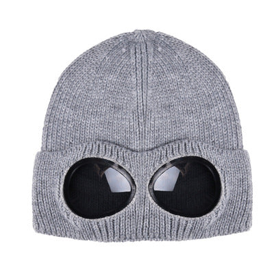 Thermal Goggle Ribbed Beanie Hat - Gray