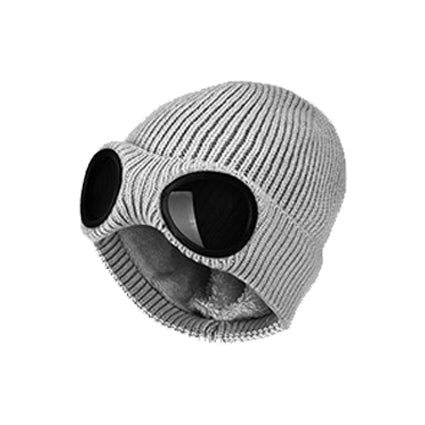 Thermal Goggle Ribbed Beanie Hat - Gray