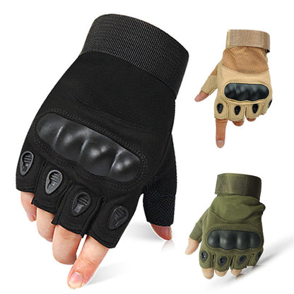 Men's Military Hard Knuckle Half Fingered Gloves - 12 Pair Pack